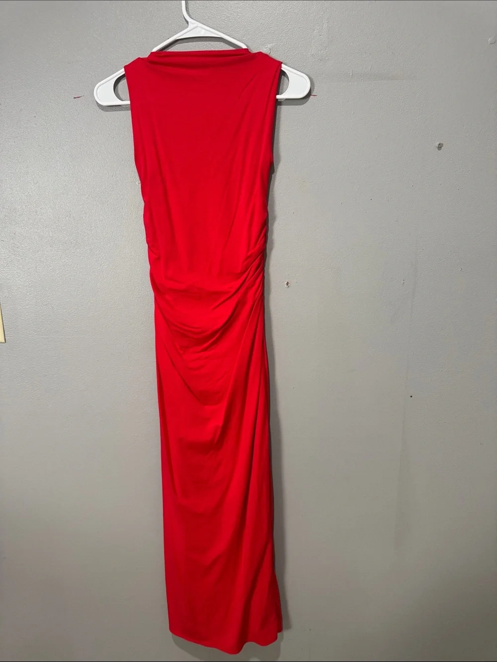 Abercrombie & Fitch Vibrant Red Sleeveless Draped Maxi Dress